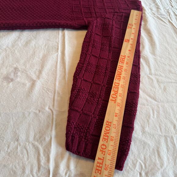 VTG Women Knit Sweater S Textured Cherry Burgundy Boxy Blouse Bobbie Brooks Fall - Picture 10 of 13